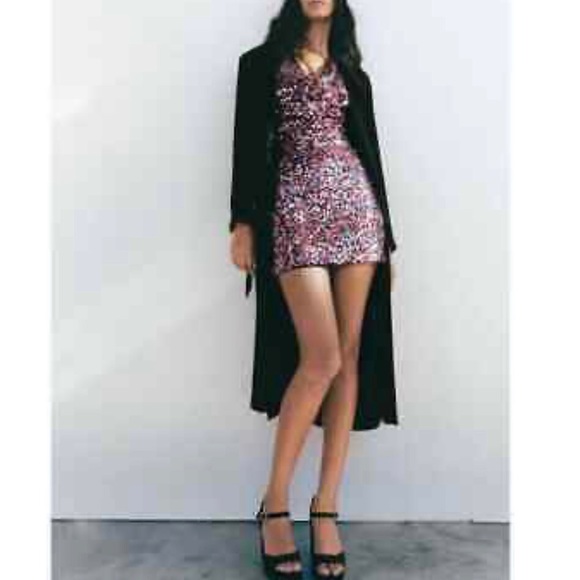 NWT ZARA PINK SHORT SEQUIN DRESS - Picture 12 of 15